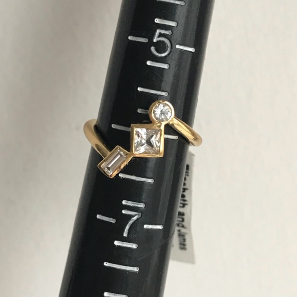 White Sapphire 23K Gold NWT Ring Elizabeth & James - Picture 6 of 8